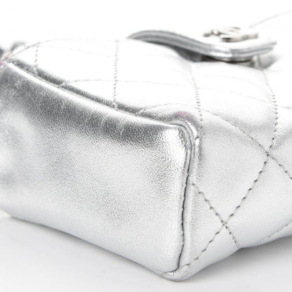 Chanel Metallic Lambskin Quilted Pearl Chain Mini Love Symbols Bag Silver 11 of 13