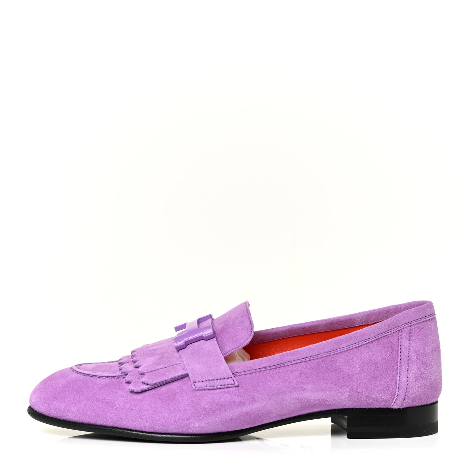 Hermes Suede Goatskin Womens Royal Loafers 36 Violet Parme 1 of 13