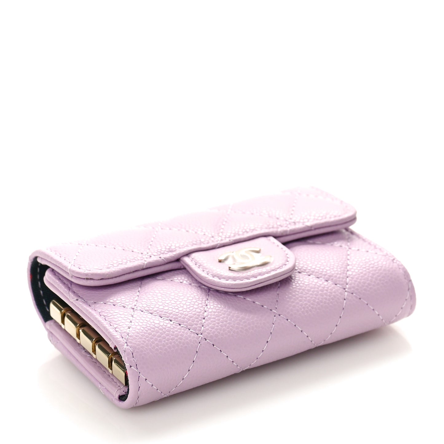 Caviar Quilted Classic 4 Key Holder Wallet Light Pink