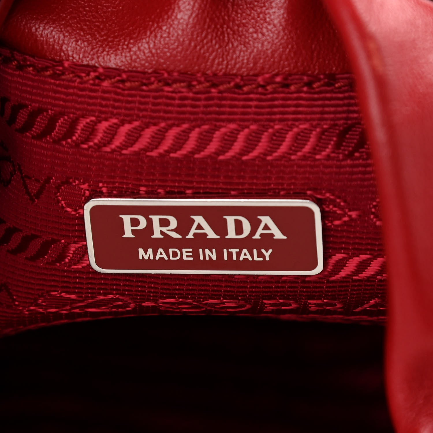 Prada Soft Calfskin Impunture Diagramme Bucket Bag Rosso 6 of 12