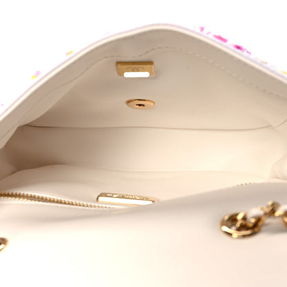Chanel Sequin Logo CC Small Single Flap White Multicolor 5 of 11