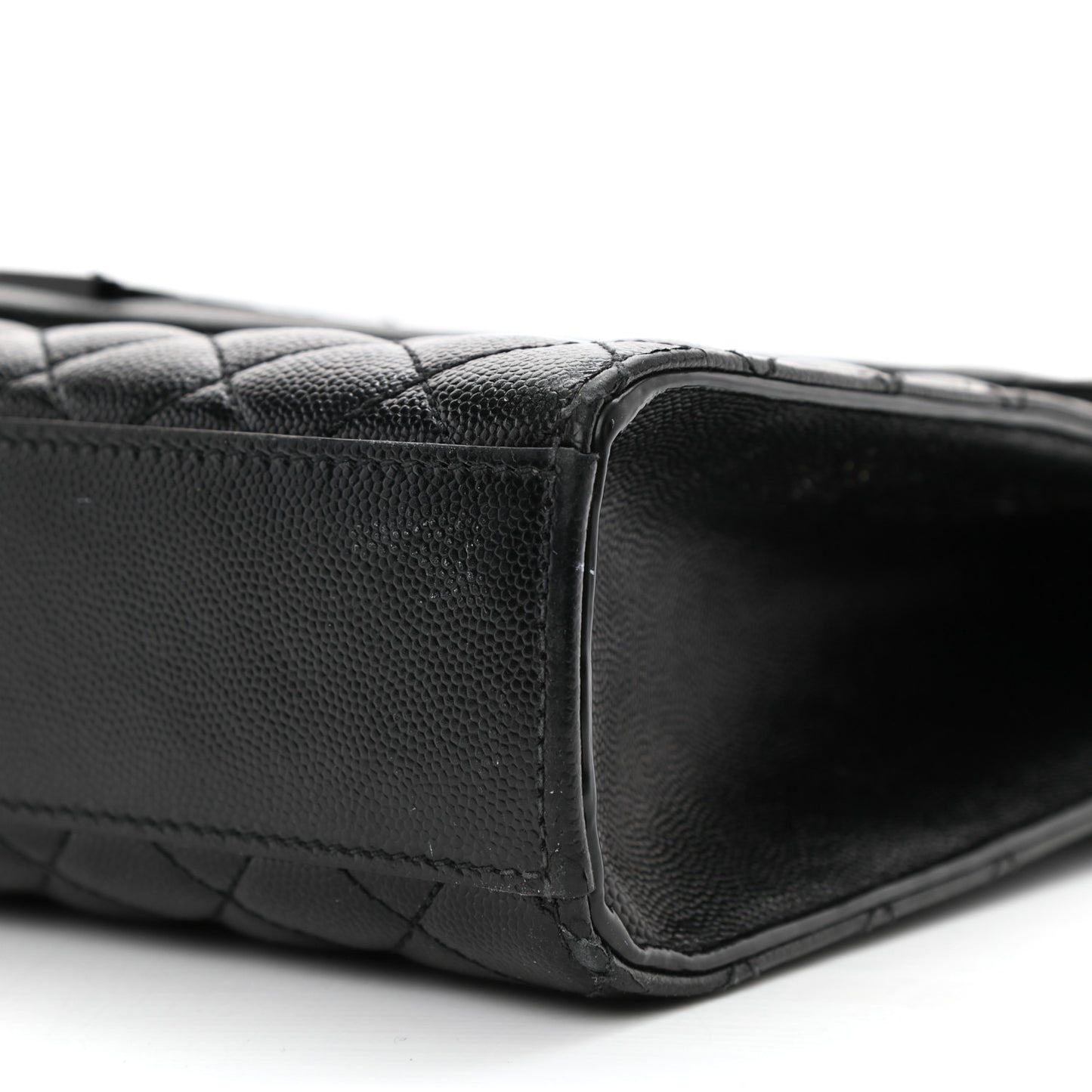 Grain De Poudre Textured Mixed Matelasse Large Triquilt Monogram Monochrome Satchel Black