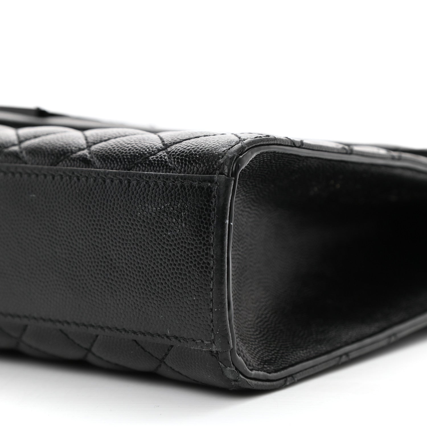 Saint Laurent Grain De Poudre Textured Mixed Matelasse Large Triquilt Monogram Monochrome Satchel Black 11 of 15