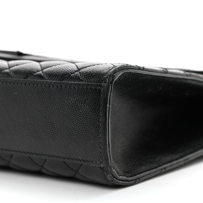 Saint Laurent Grain De Poudre Textured Mixed Matelasse Large Triquilt Monogram Monochrome Satchel Black 11 of 15