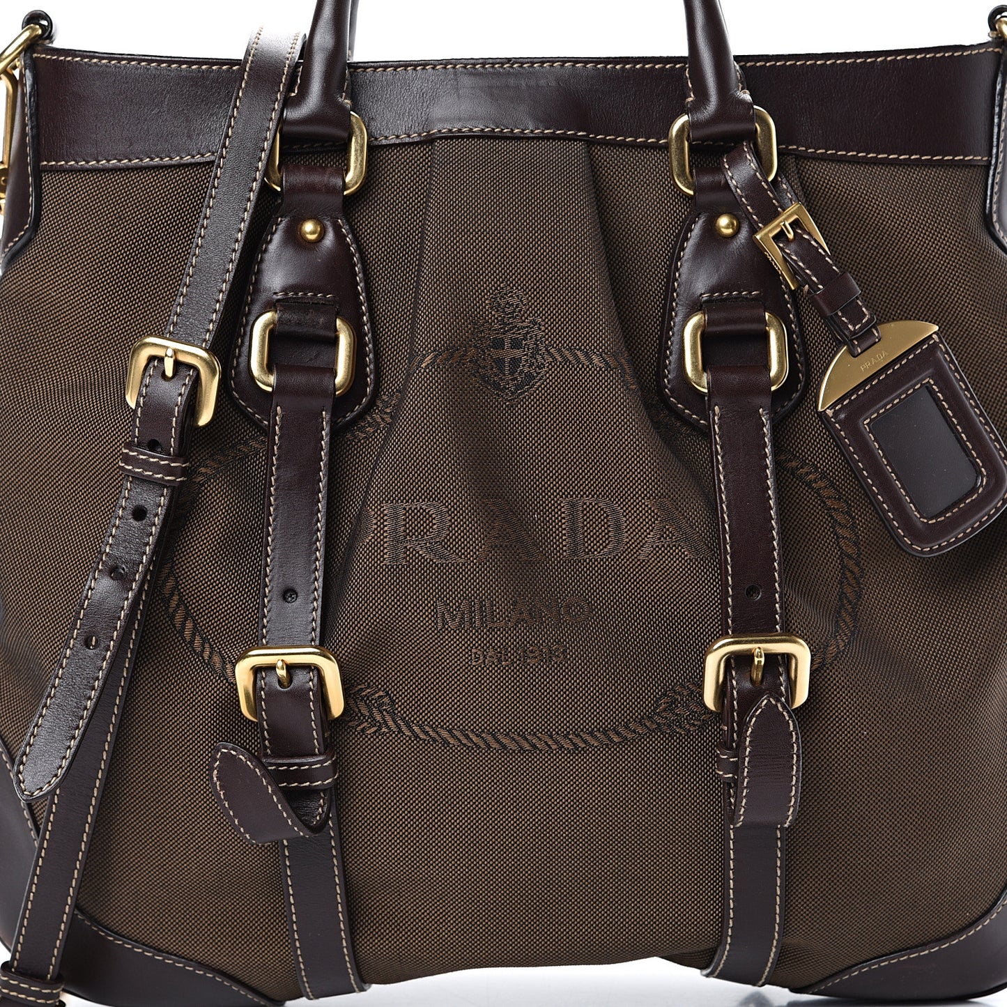 Jacquard Logo Tote Brown