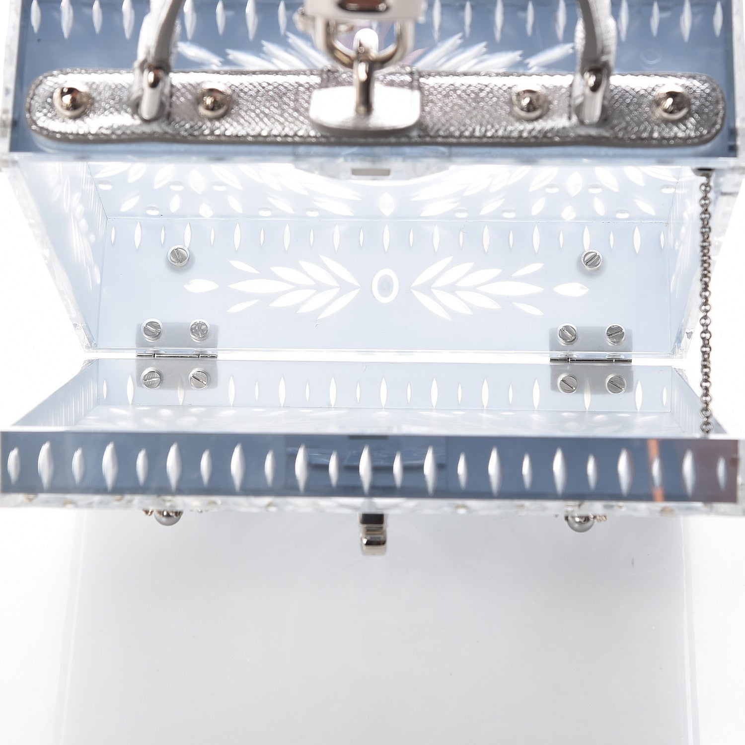 Dolce & Gabbana Plexiglass Embellished Metallic Dauphine Box Bag Argento 5 of 21