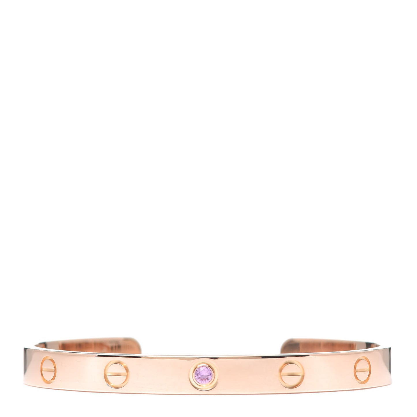 18K Pink Gold Pink Sapphire LOVE Cuff Bracelet 17