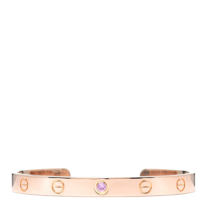 Cartier 18K Pink Gold Pink Sapphire LOVE Cuff Bracelet 17 1 of 5