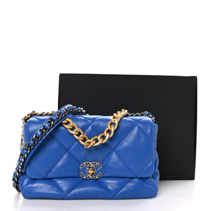 Chanel Lambskin Quilted Large Chanel 19 Flap Blue 11 of 11