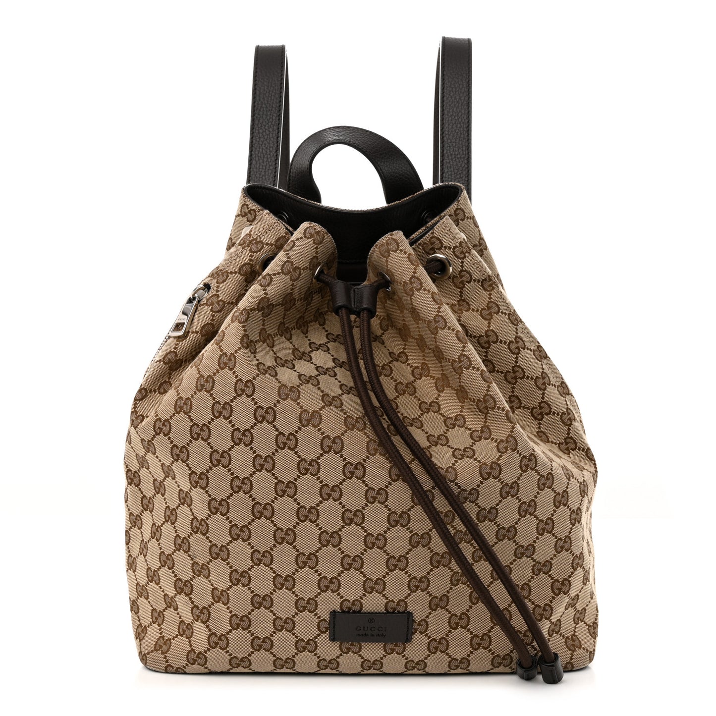 Monogram Dollar Calfskin O Drawstring Backpack Beige Ebony Testa di Moro Dark Chocolate