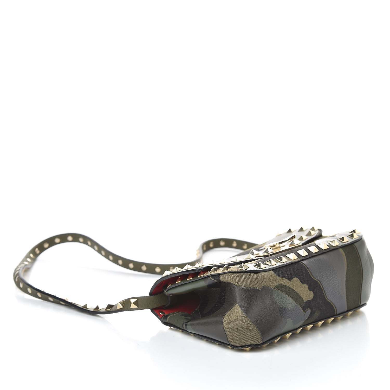 Valentino Garavani Nappa Canvas Camouflage Mini Rockstud Flap Saddle Crossbody Bag Safari 4 of 9