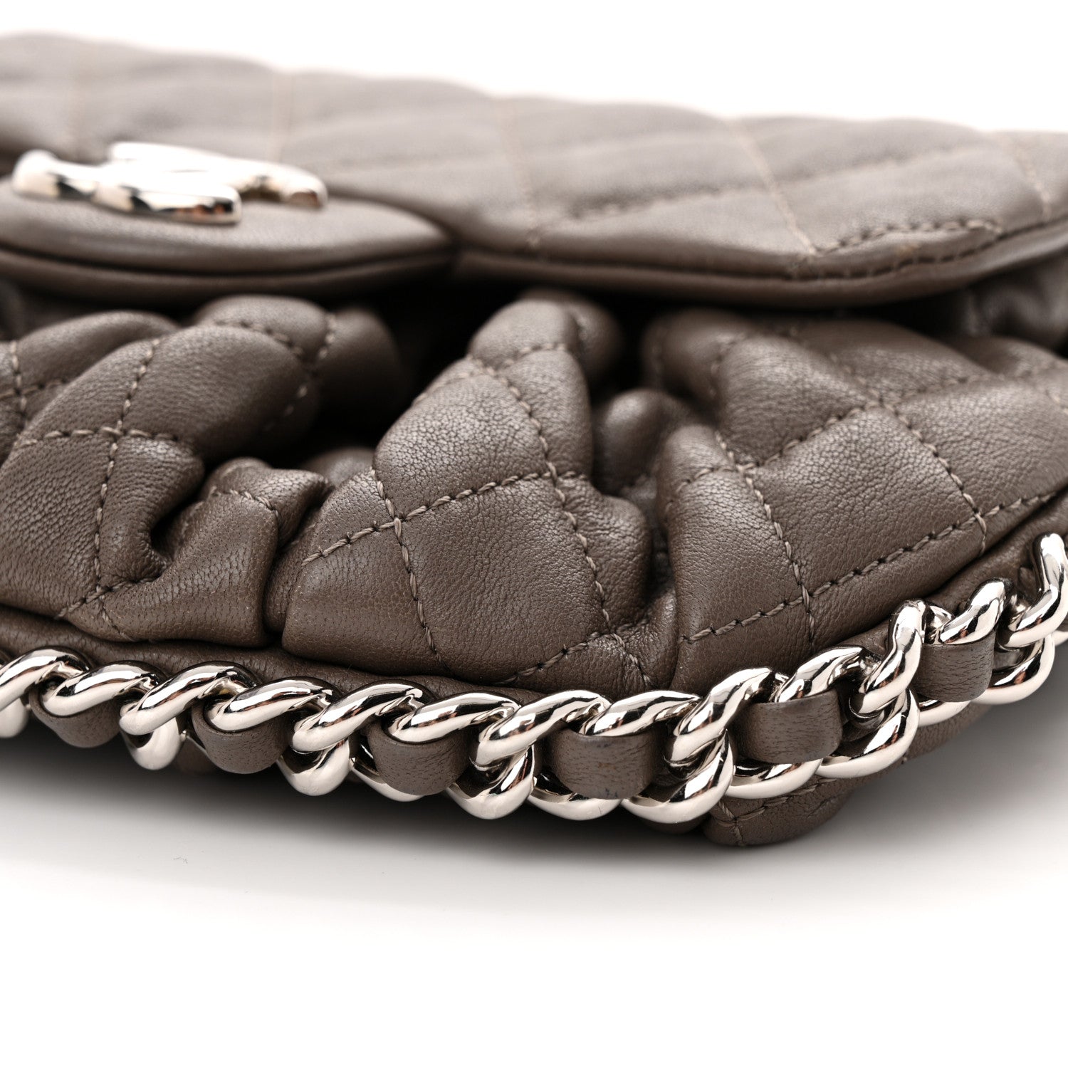 Chanel Washed Lambskin Quilted Mini Chain Around Flap Taupe 11 of 14