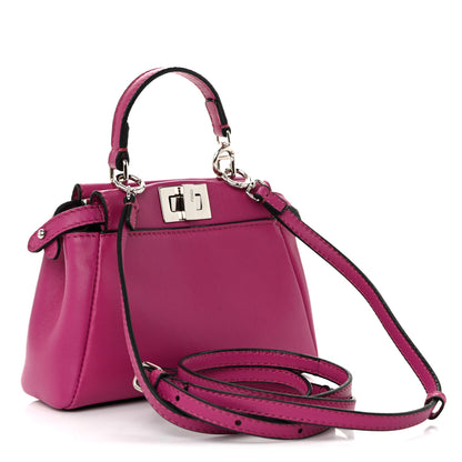 Fendi Nappa Micro Peekaboo Iconic Satchel Magenta 3 of 11