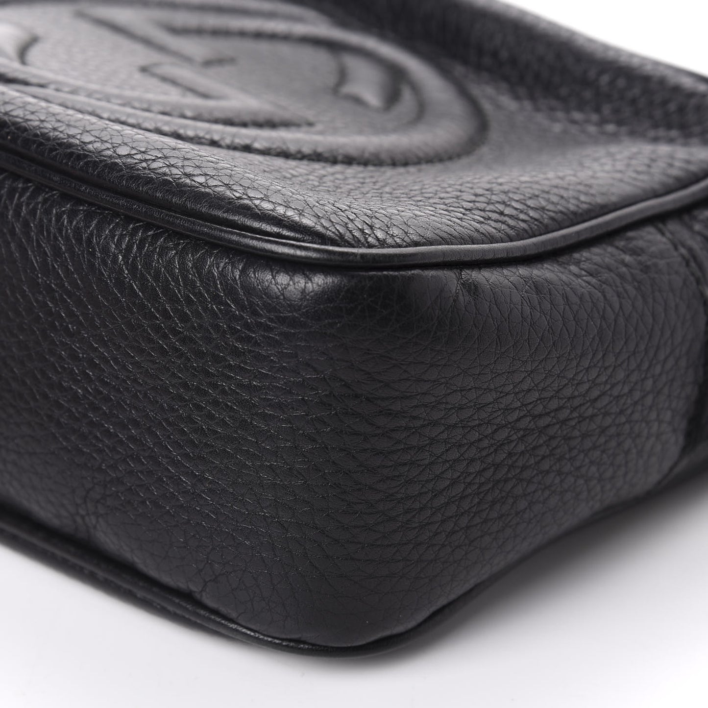 Pebbled Calfskin Small Soho Disco Bag Black