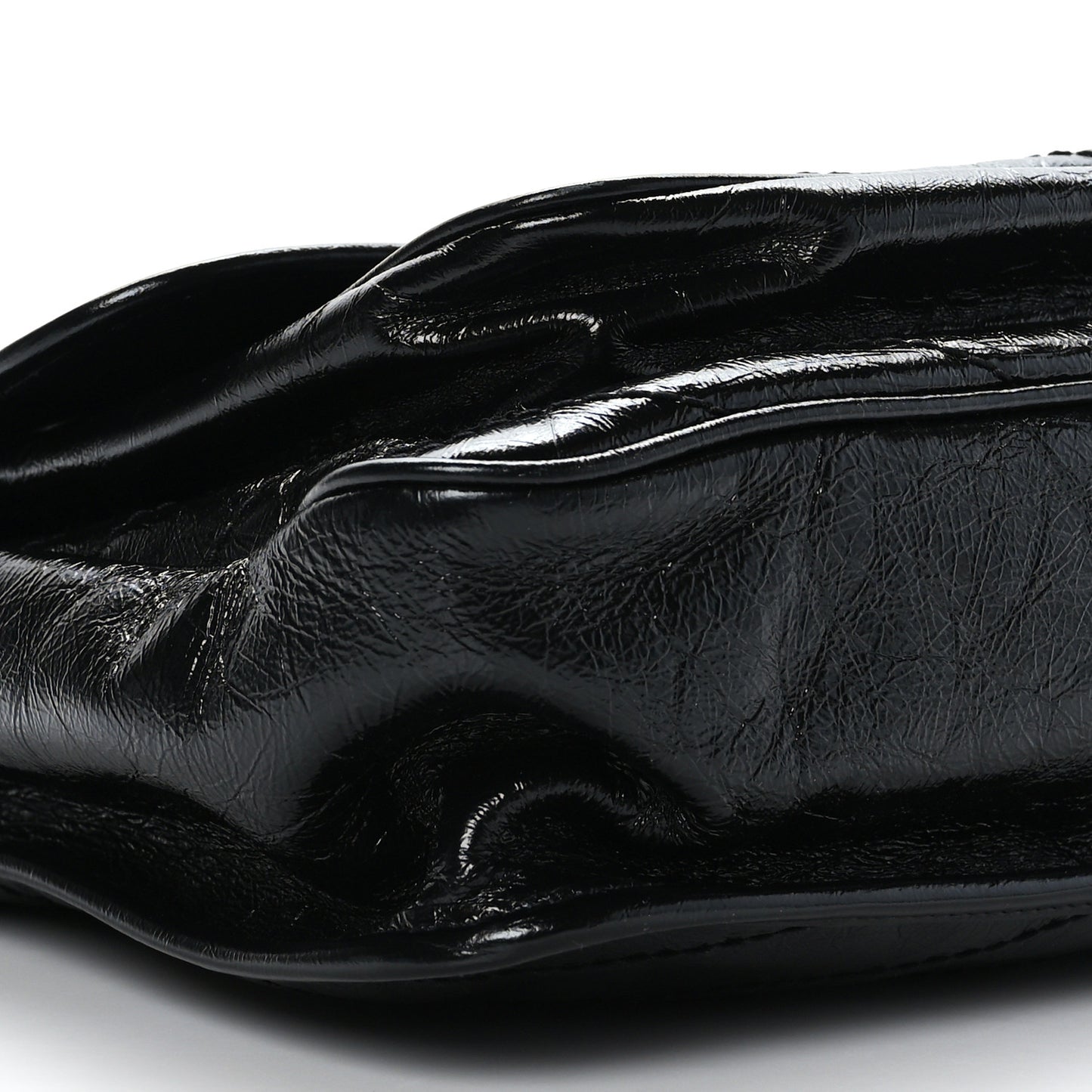 Crinkled Calfskin Matelasse Monogram Large Niki Chain Satchel Black