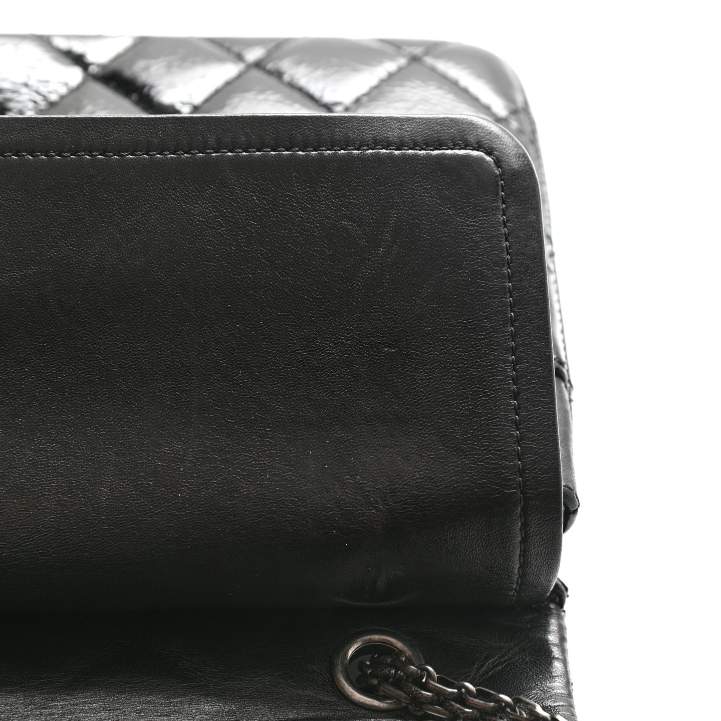 Distressed Patent Quilted 2.55 Reissue 227 Flap Black
