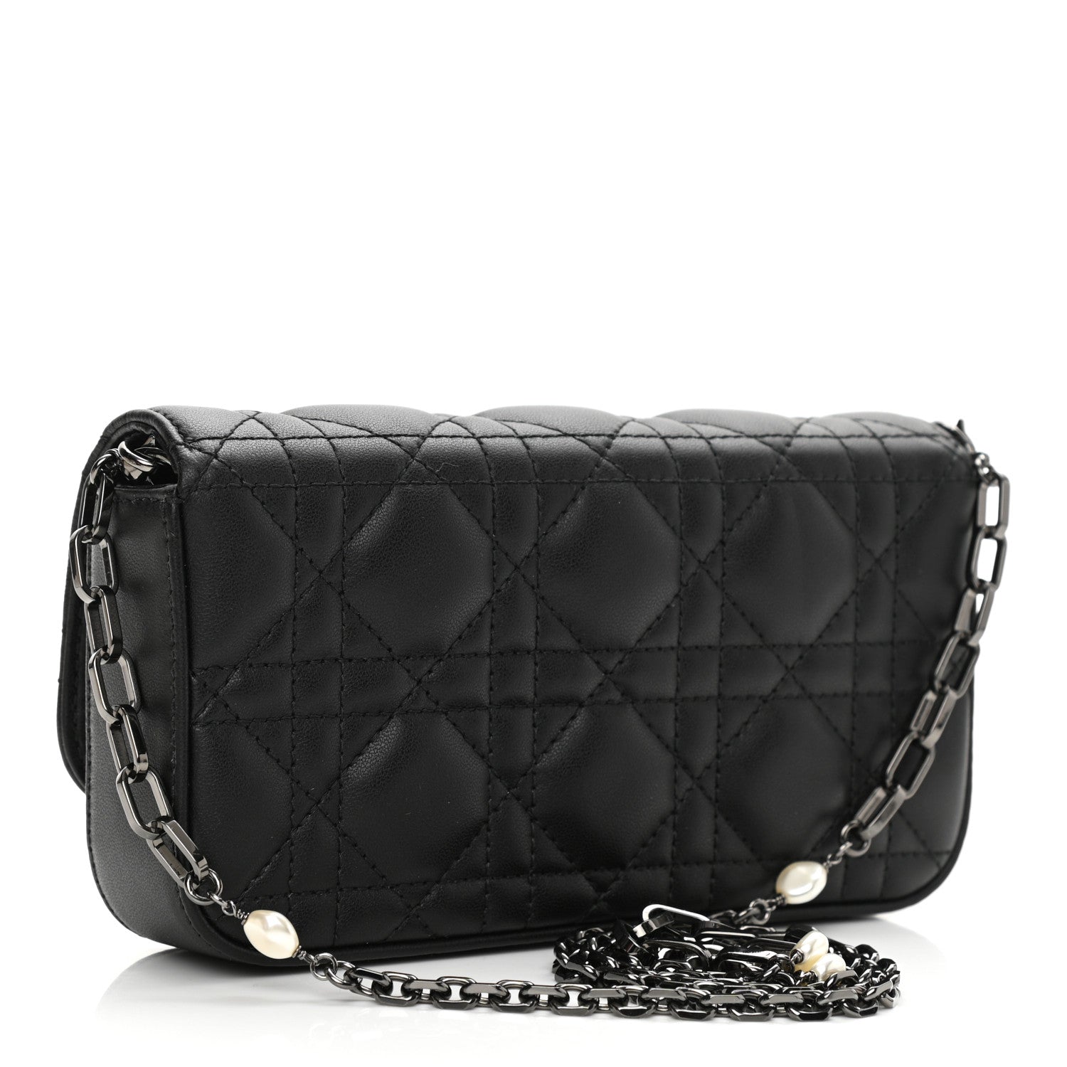Christian Dior Lambskin Cannage Dior Talk Phone Pouch Black 3 of 10
