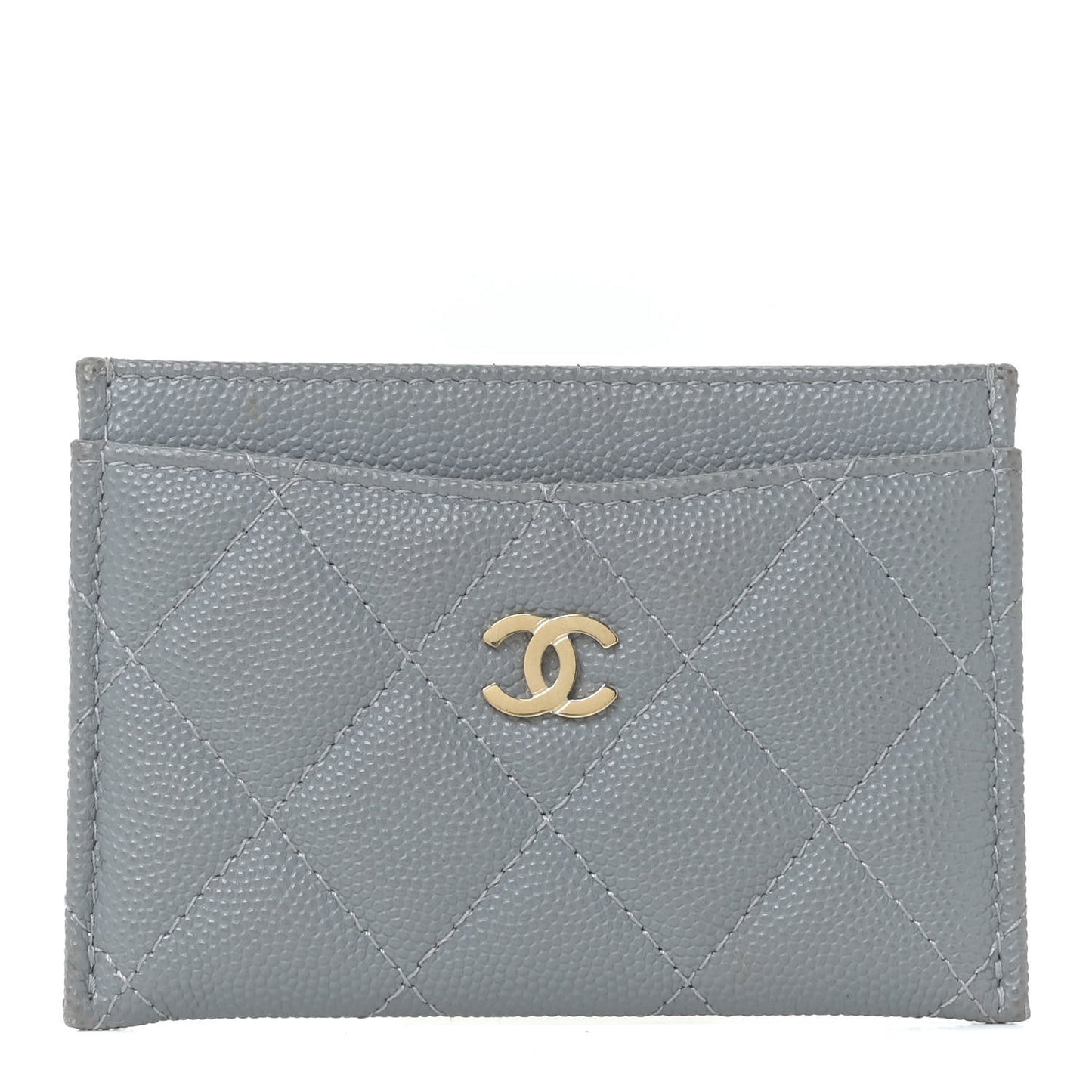 Caviar Quilted Card Holder Grey