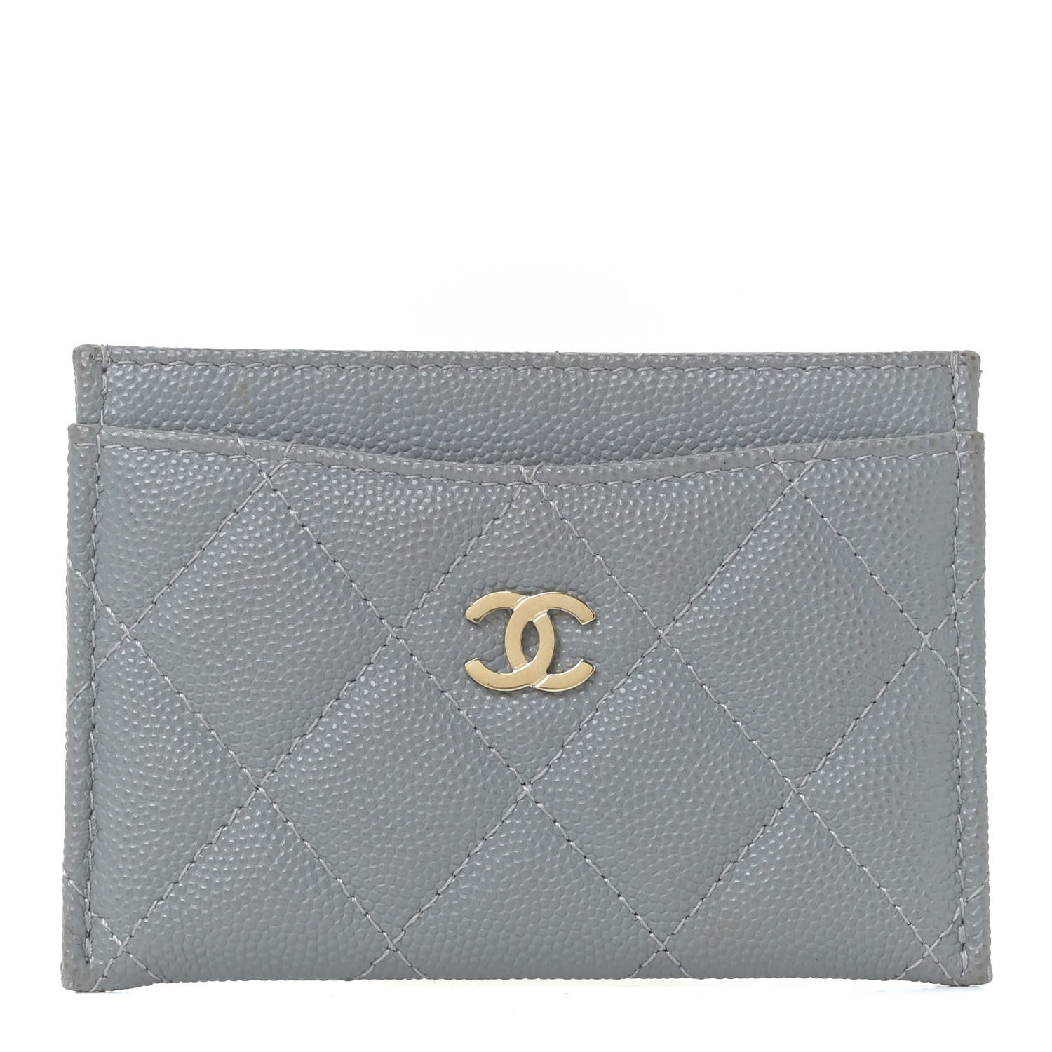 Chanel Caviar Quilted Card Holder Grey 1 of 11