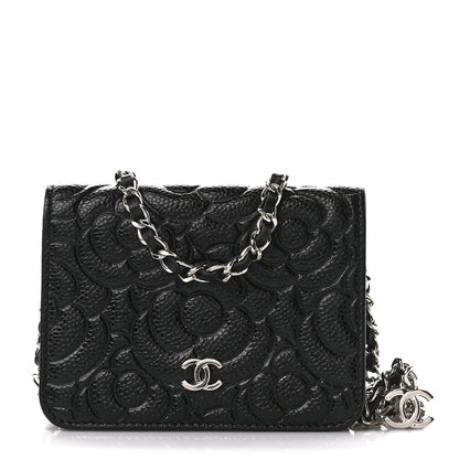 Chanel Caviar Camellia Embossed Chain Belt Bag Black 1 of 11