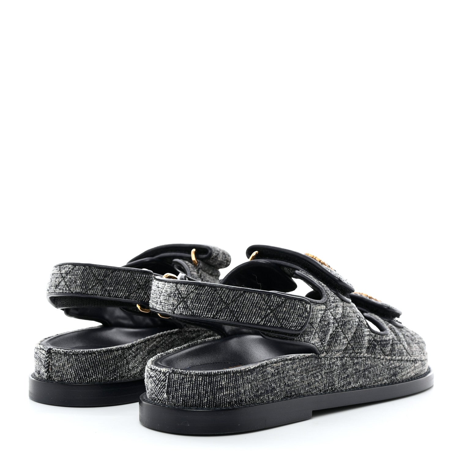 Chanel Velvet Velcro Dad Sandals 36.5 Grey 4 of 9
