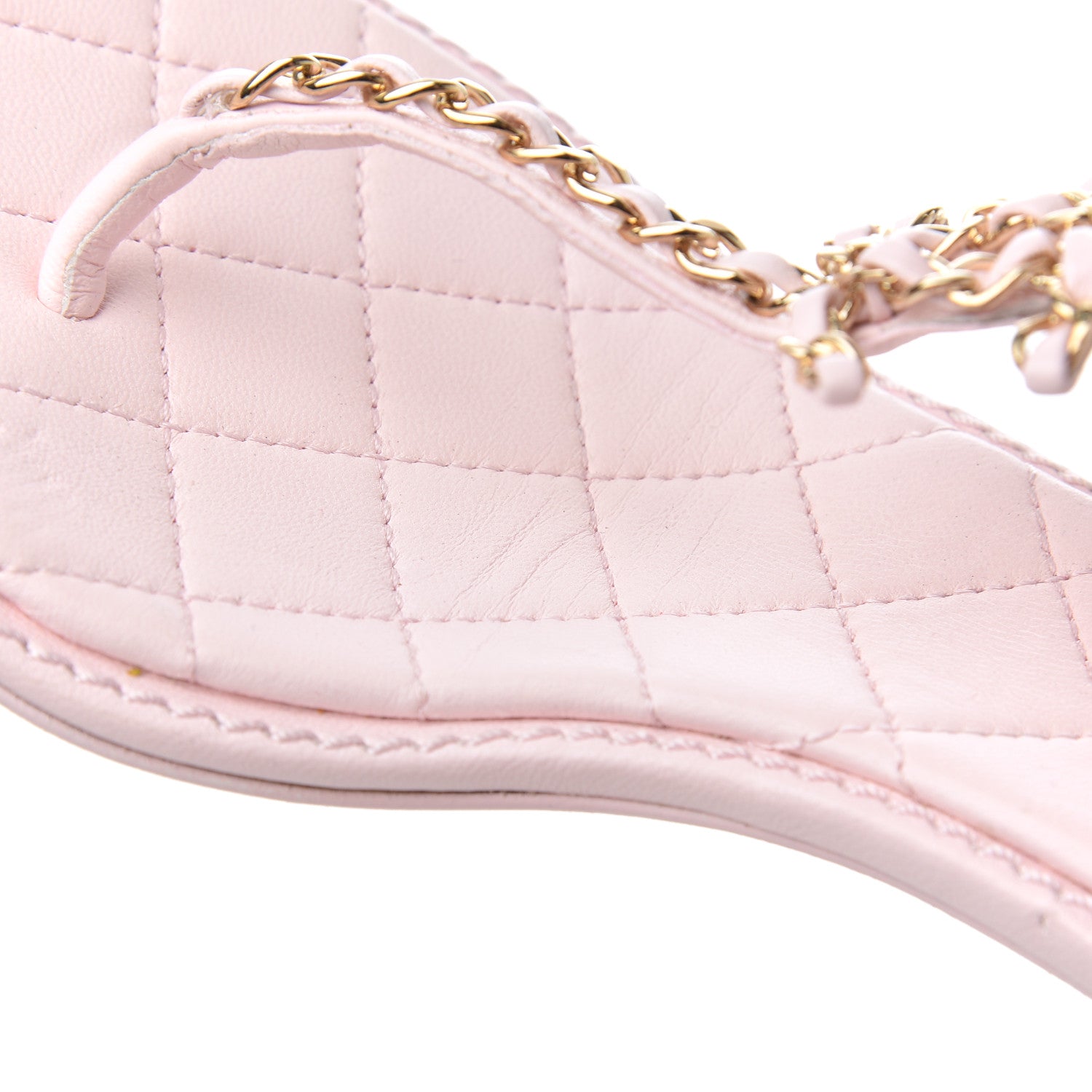 Chanel Lambskin Chain CC Logo Thong Sandals 38.5 Pink 17 of 18