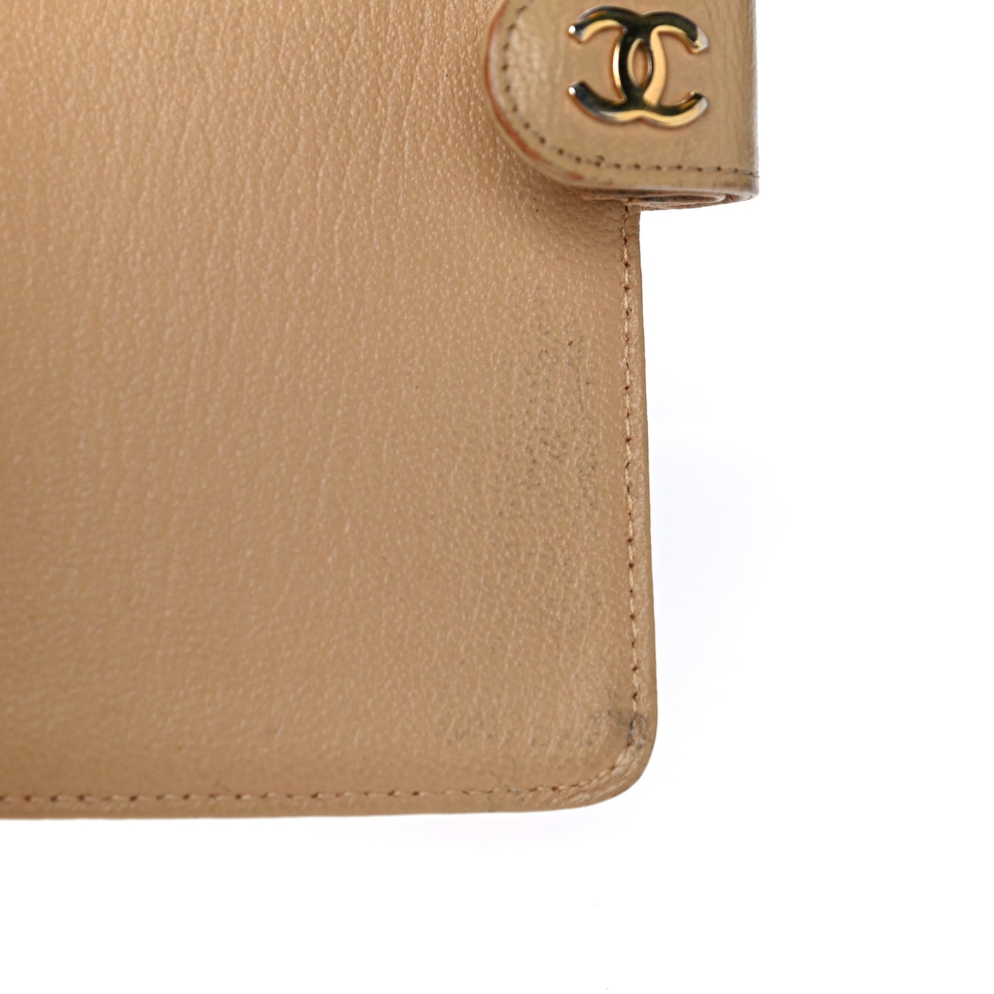 Goatskin Small Ring Agenda Planner Beige