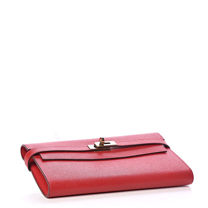 Hermes Epsom Kelly Longue Wallet Rouge Casaque 4 of 8