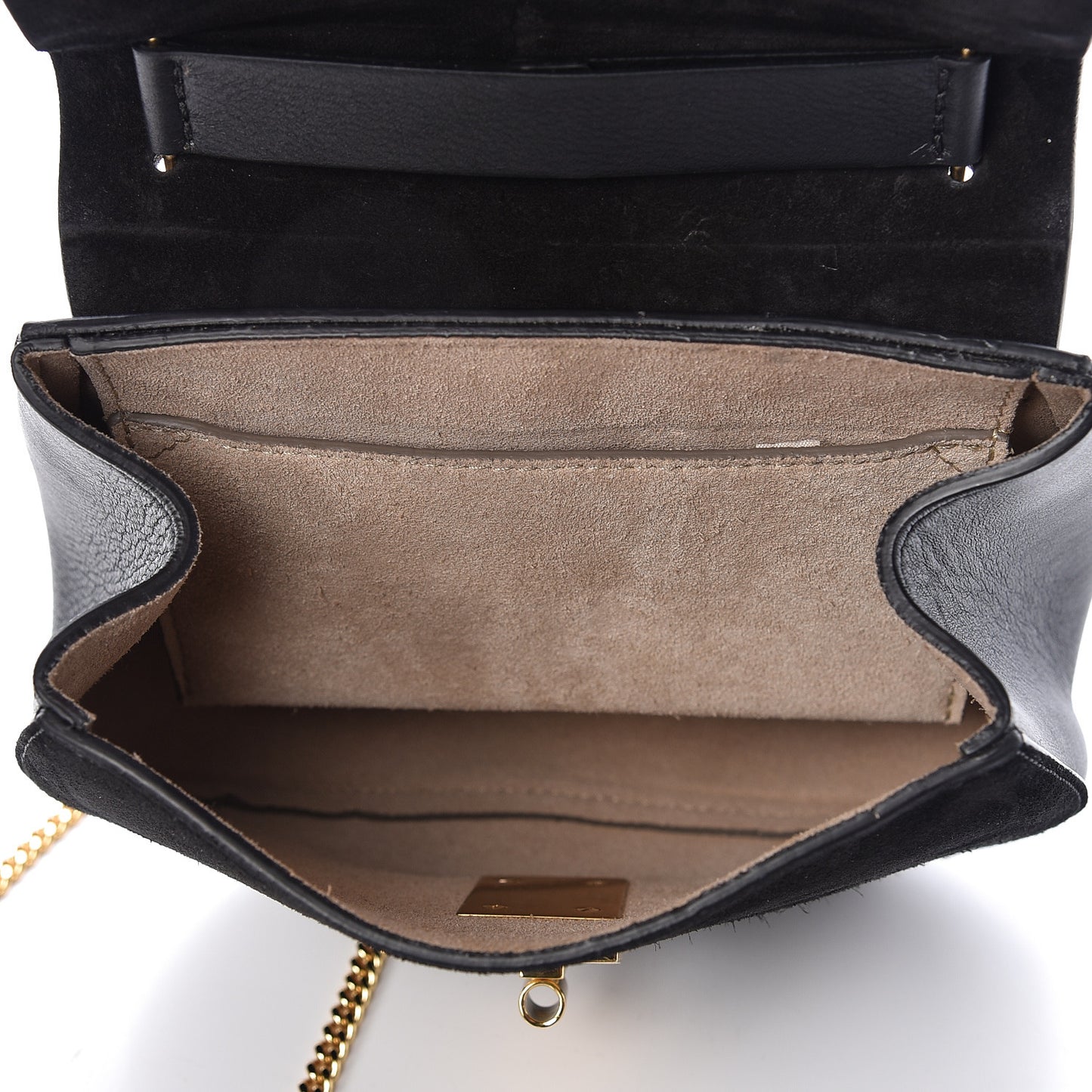 Suede Calfskin Mini Drew Shoulder Bag Black