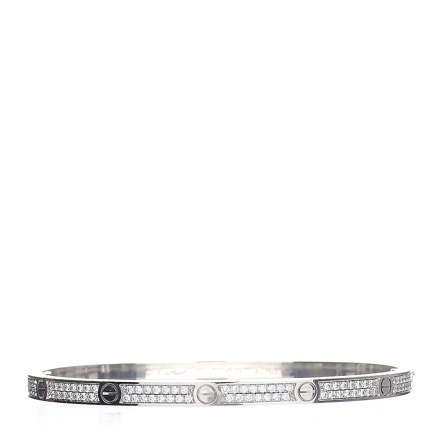 Cartier 18K White Gold Diamond Small LOVE Paved Bracelet 17 1 of 4