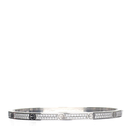 Cartier 18K White Gold Diamond Small LOVE Paved Bracelet 17 1 of 4