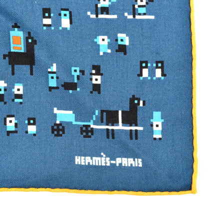 Hermes Cashmere Silk Faubourg Party Scarf 100 Turquoise Marine Jaune 2 of 5