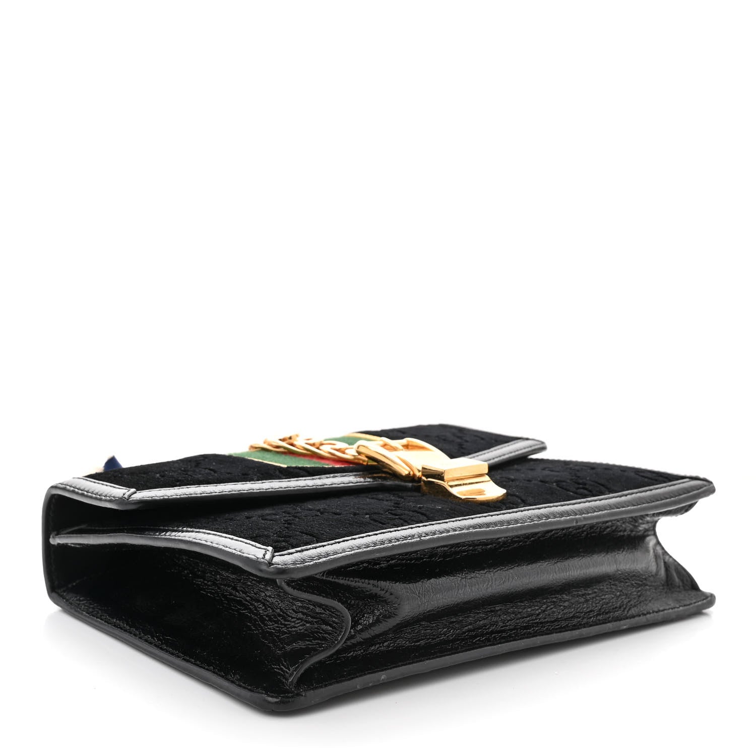 Gucci Velvet GG Monogram Small Sylvie Shoulder Bag Black 4 of 11