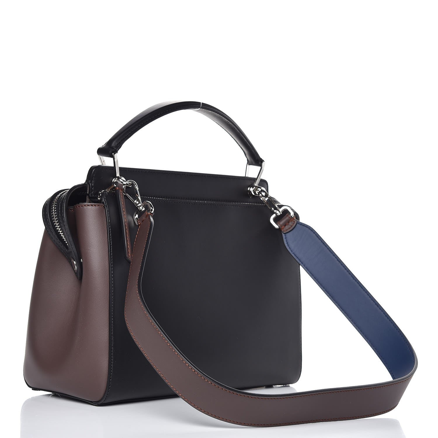 Fendi Vitello Baltico Shiny Nappa Lace Up DotCom Satchel Black Moresco Multicolor 3 of 9