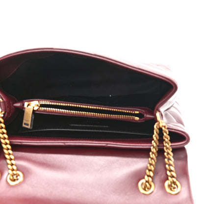 Saint Laurent Calfskin Y Quilted Monogram Small Loulou Chain Satchel Dark Legion Red 5 of 10