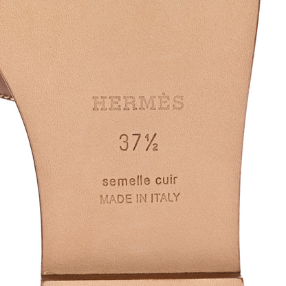 Hermes Box Calfskin Oran Sandals 37.5 Gold 6 of 13