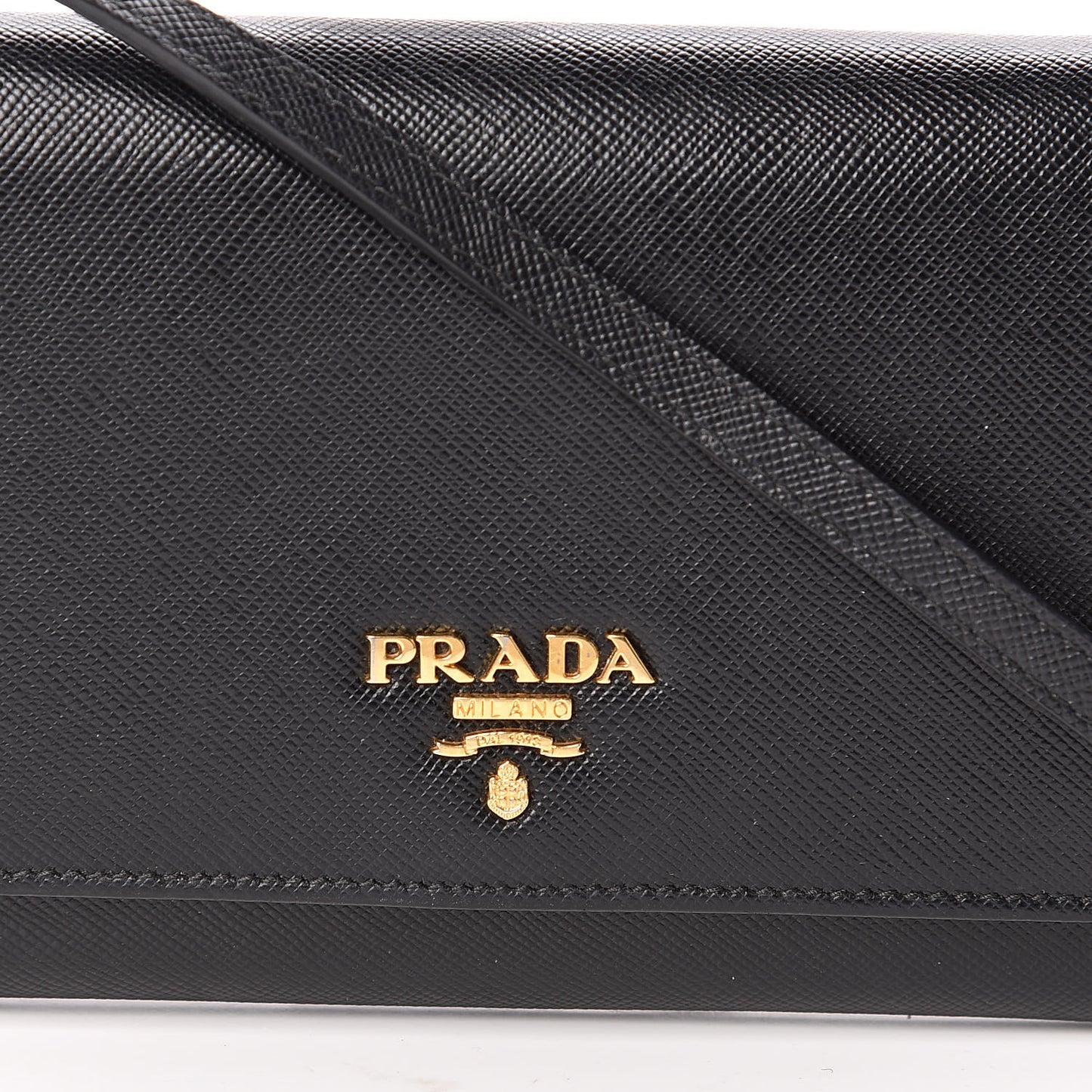 Saffiano Metal Flap Wallet With Strap Black