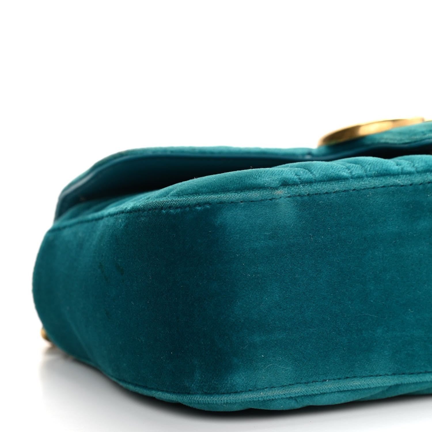 Gucci Velvet Matelasse Mini GG Marmont Shoulder Bag Pavone Cyan 9 of 12