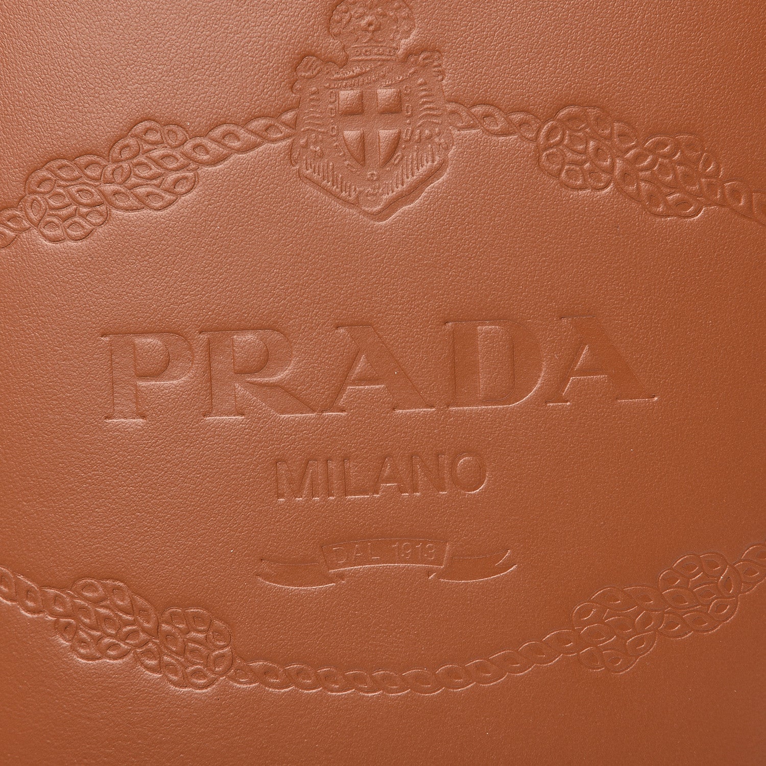 Prada City Calfskin Tambour Bucket Bag Cognac Black 10 of 10