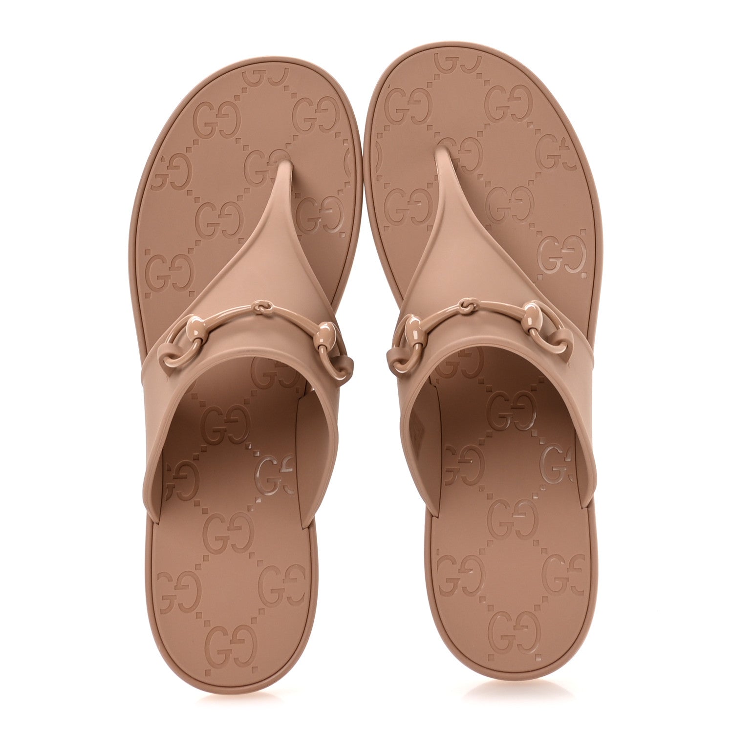 Gucci Rubber Womens Horsebit Thong Sandals 40 Vintage Camel 2 of 9