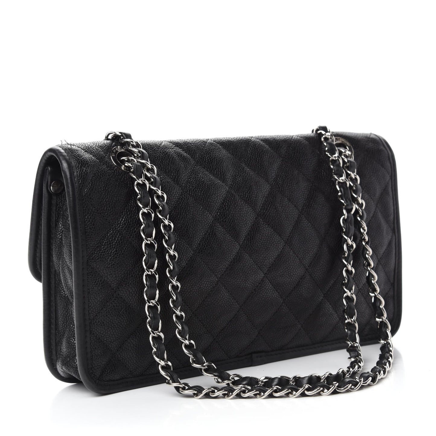 Caviar Quilted Medium French Riviera Flap Black