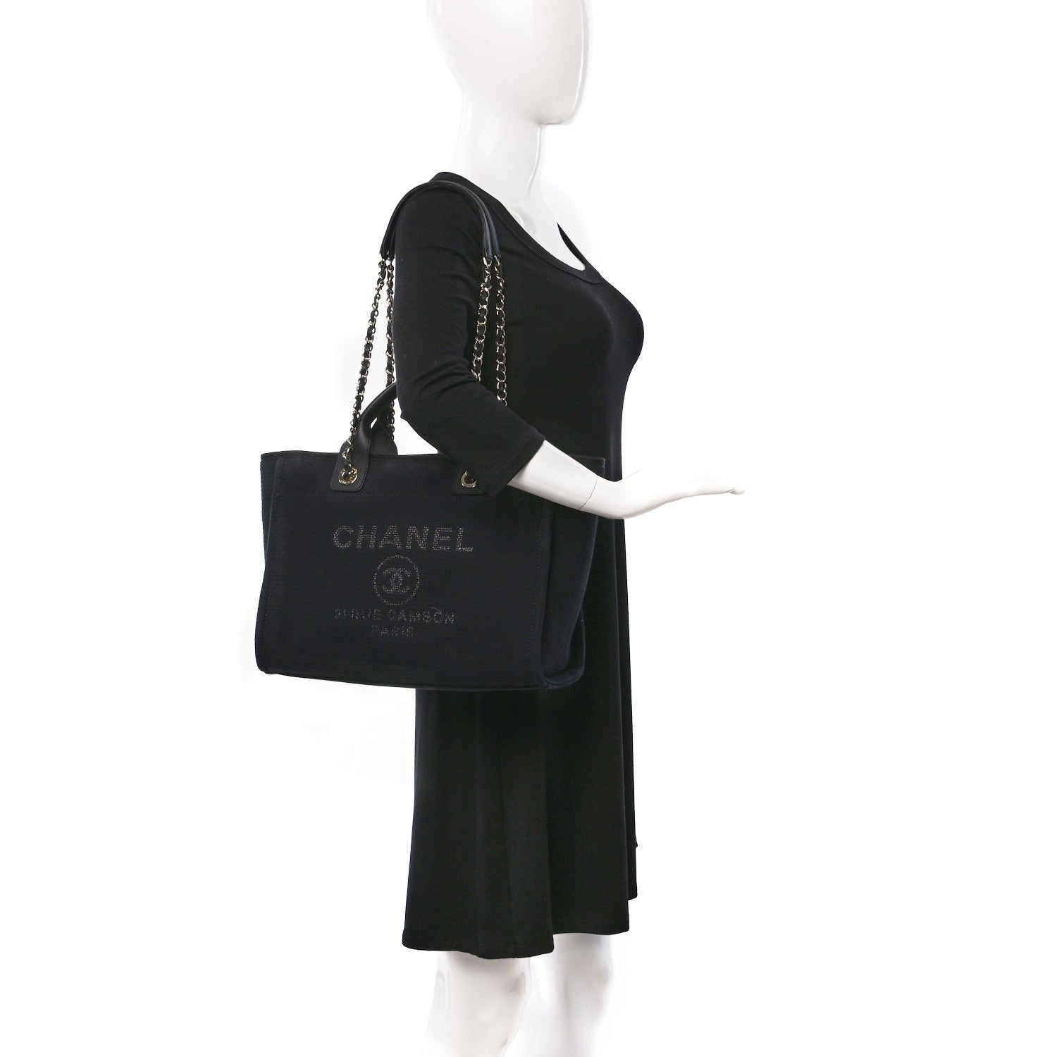 Chanel Mixed Fibers Small Deauville Tote Black 2 of 11
