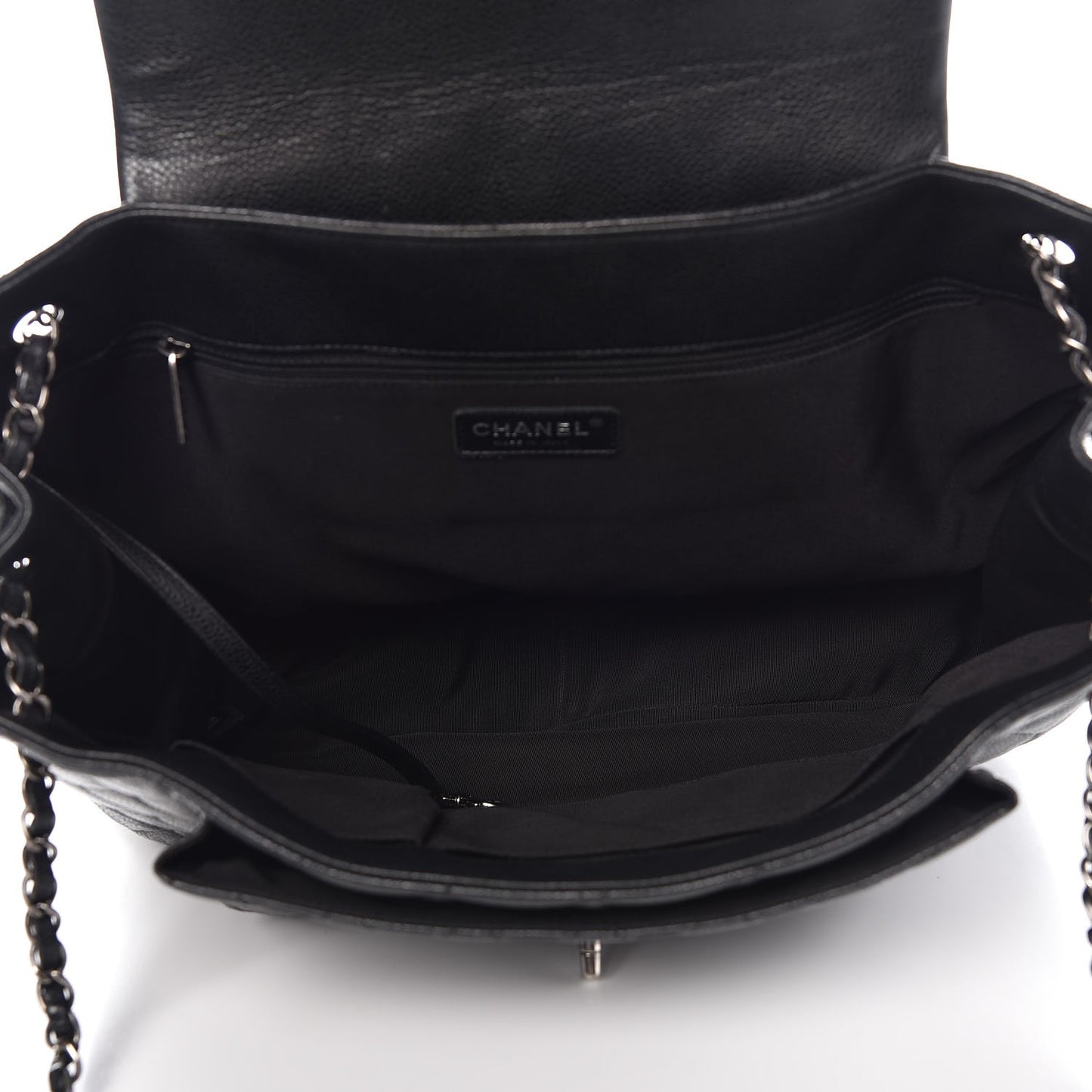 Caviar Quilted Flap Tote Black