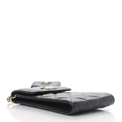 Chanel Caviar Quilted Crystal CC Airpods Pro and Phone Case With Chain Black 4 of 12