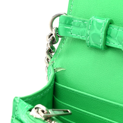 Balenciaga Shiny Calfskin Tonal B Crocodile Embossed Hourglass Chain Bag Vivid Green 9 of 14