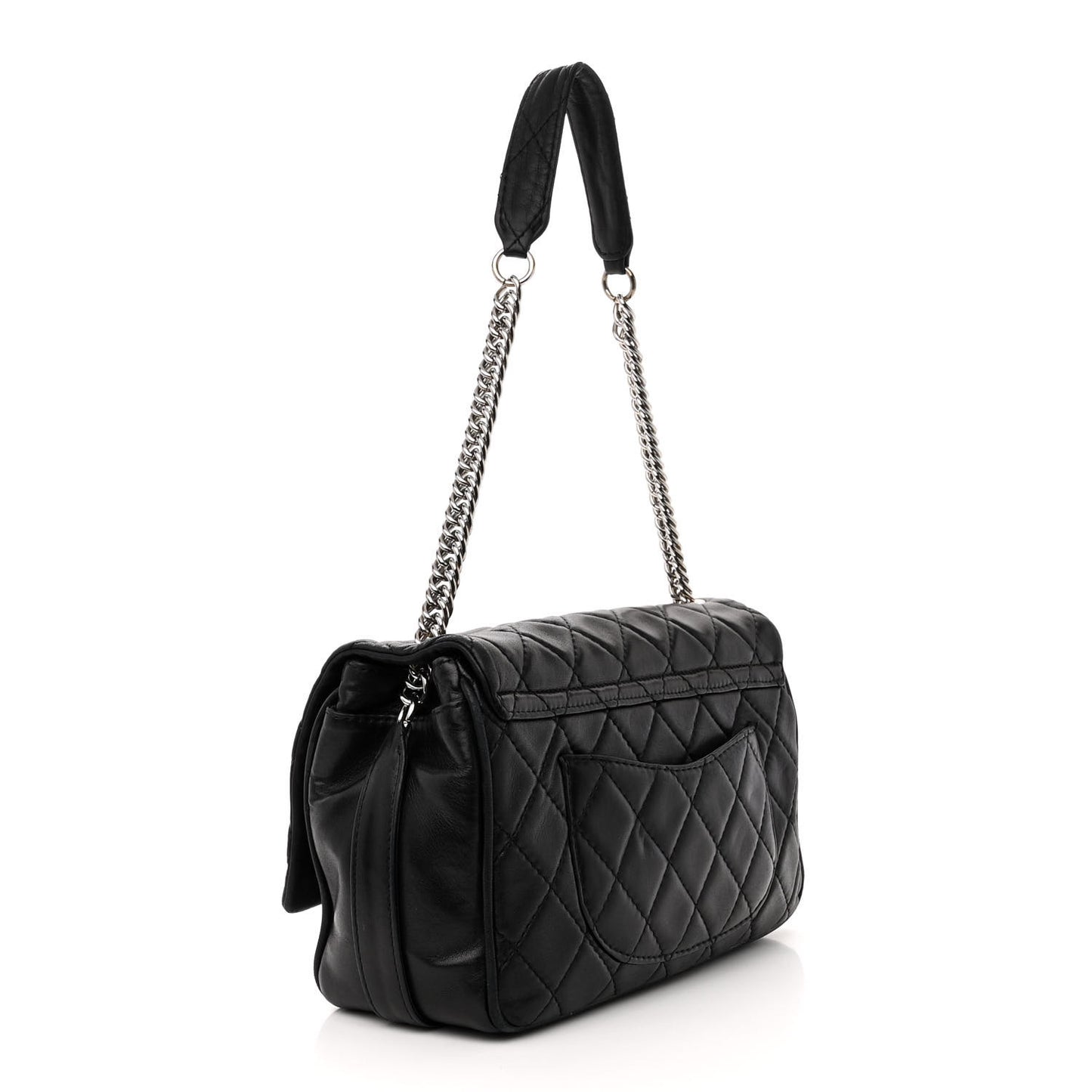 Lambskin Quilted Jumbo Icons Secret Label Flap Black