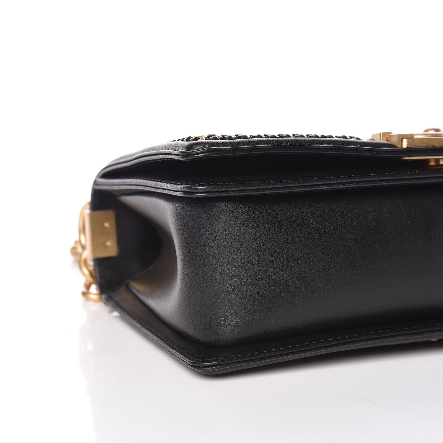 Chanel Calfskin Quilted Medium Boy Top Handle Flap Black 8 of 9