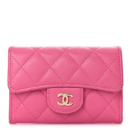 Chanel Caviar Quilted Flap Card Holder Wallet Pink 1 of 17