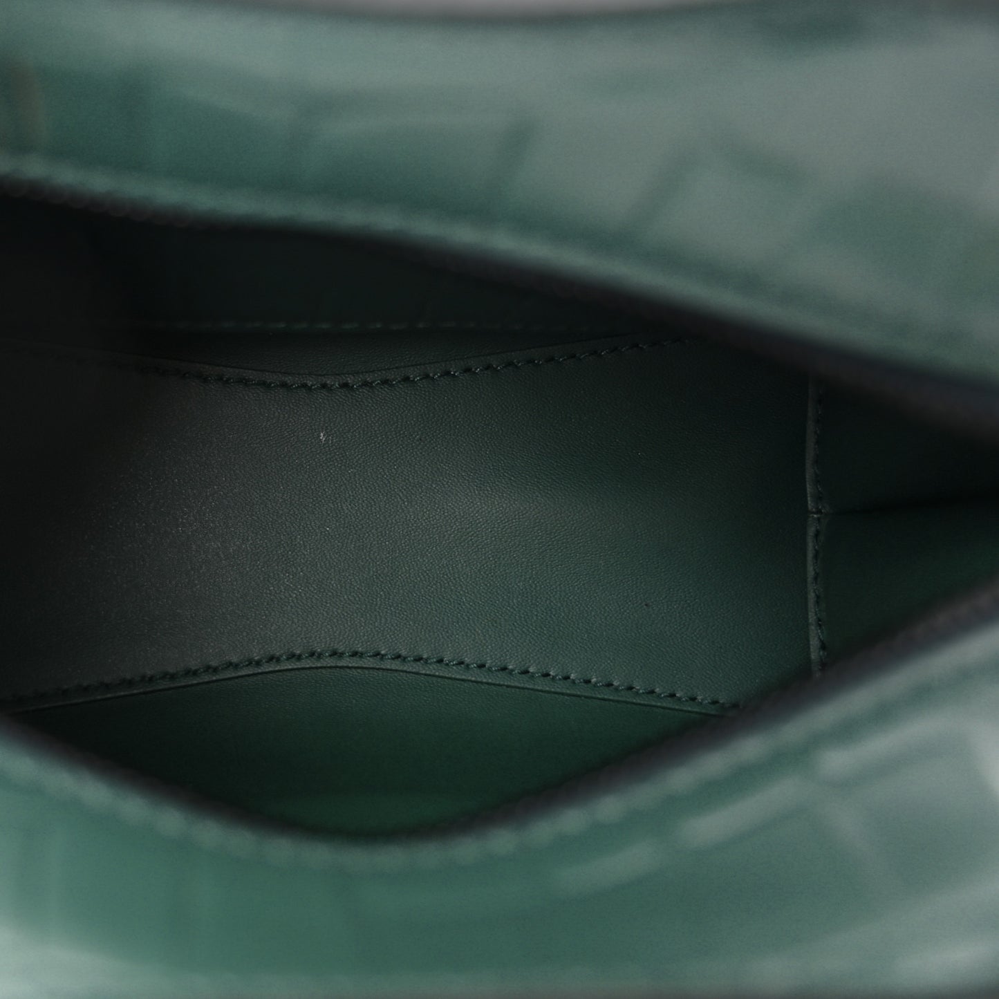 Semi Shiny Calfskin Crocodile Embossed Neo Classic Black Hardware Nano City Crossbody Forest Green