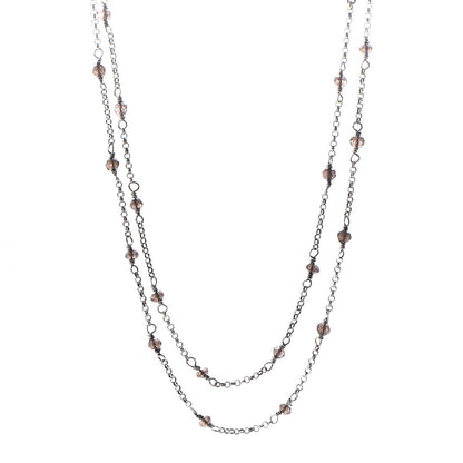 David Yurman Sterling Silver Smoky Quartz Station Chain Necklace 1 of 9